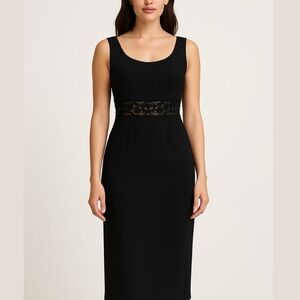 Maggy London Vintage Black Lace Waist Detail Midi Dress